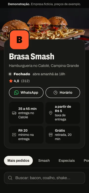 Tela de celular do modelo Brasa Smash