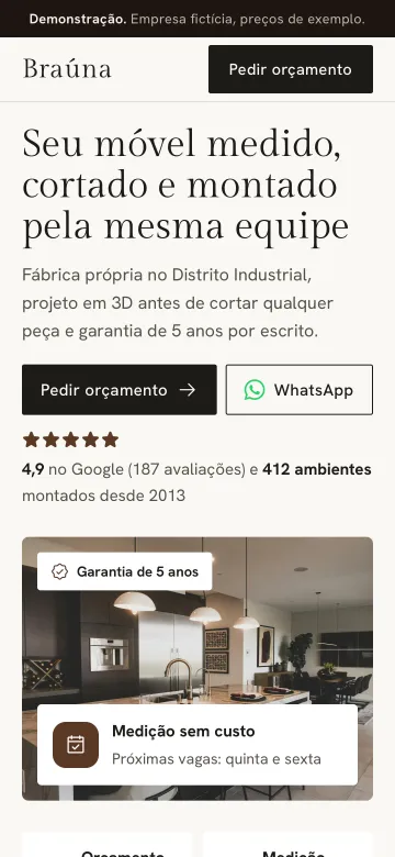 Tela de celular do modelo Braúna