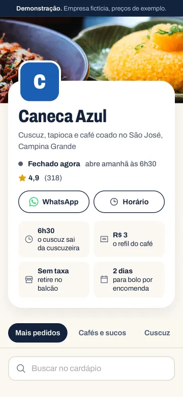 Tela de celular do modelo Caneca Azul