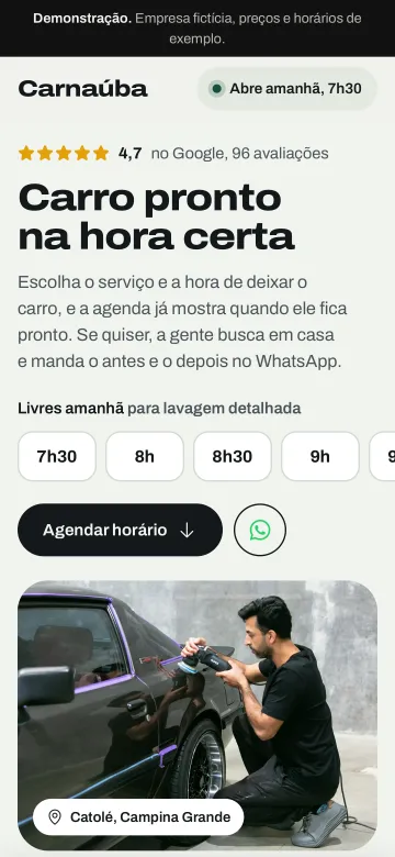 Tela de celular do modelo Carnaúba