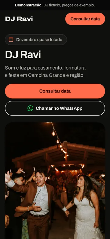 Tela de celular do modelo DJ Ravi