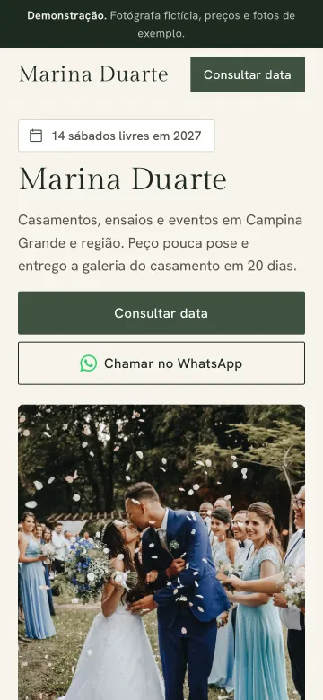 Tela de celular do modelo Marina Duarte