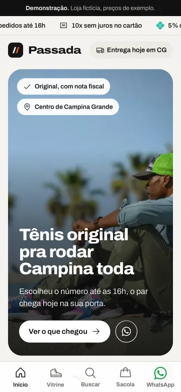 Tela de celular do modelo Passada