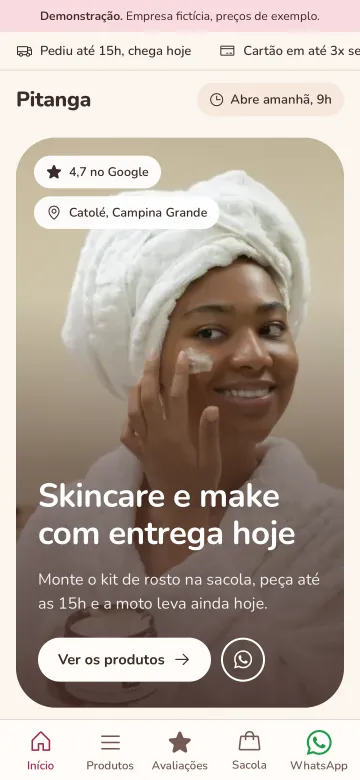 Tela de celular do modelo Pitanga