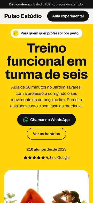 Tela de celular do modelo Pulso Estúdio