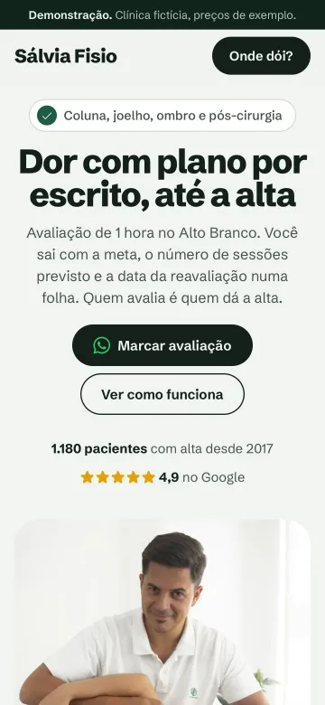 Tela de celular do modelo Sálvia Fisio
