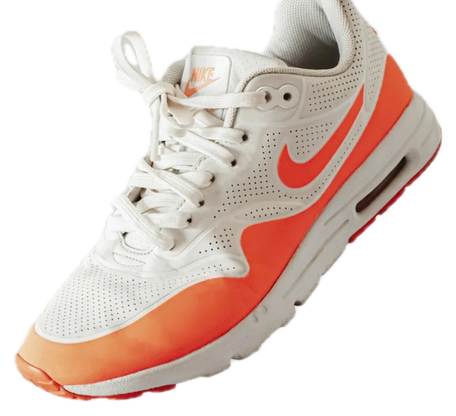 Tênis Nike Air Max 1 branco com laranja