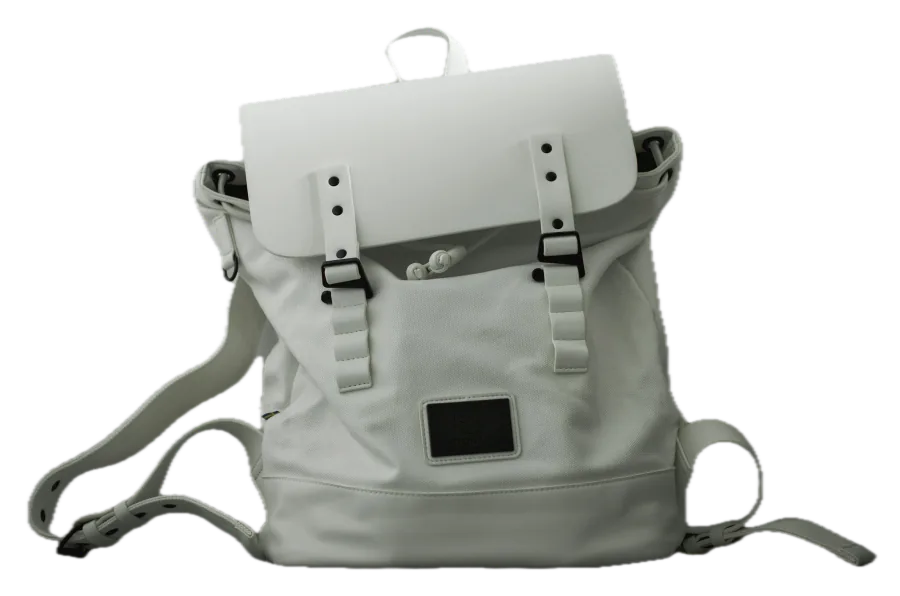 Mochila cor gelo com fecho de rolo e fivelas